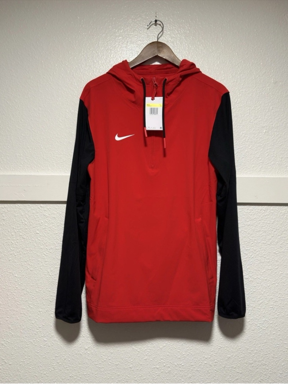 Nike Pregame 1/4 Zip Player Jacket Red/Black Sleeves Men's Sz S FJ9536-657
